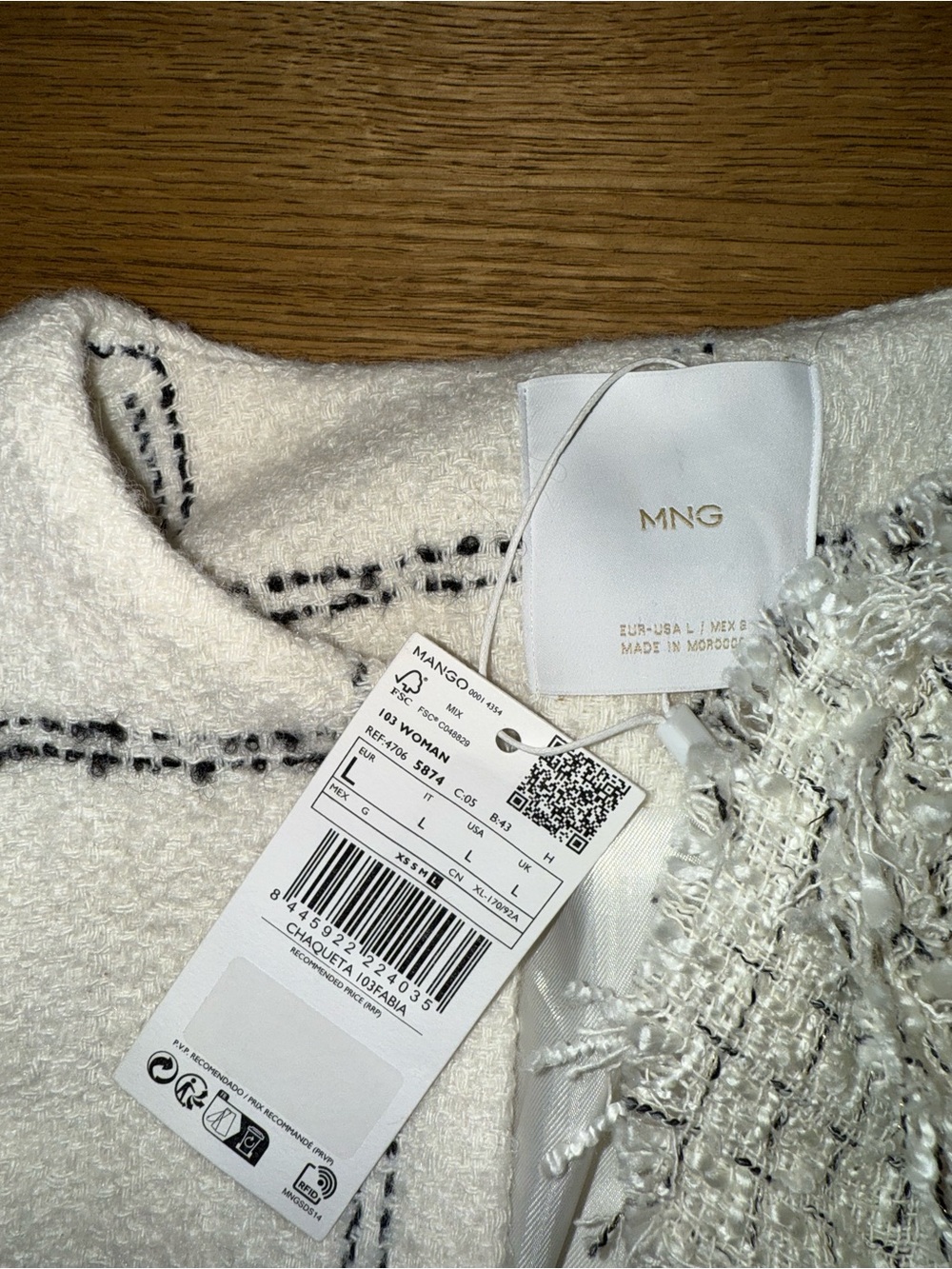 Mango | Women's Maxi Floral Tweed Blazer in Cream | Size L | NWT - Picture 12 of 16